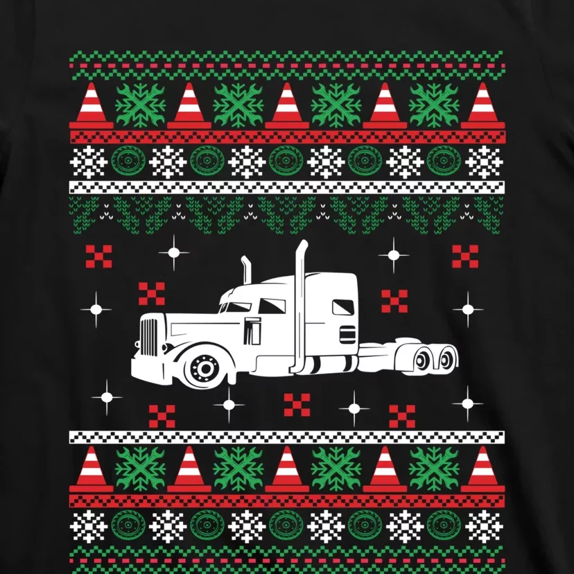 Truck Driver Christmas Ugly Sweater Trucker T-Shirt