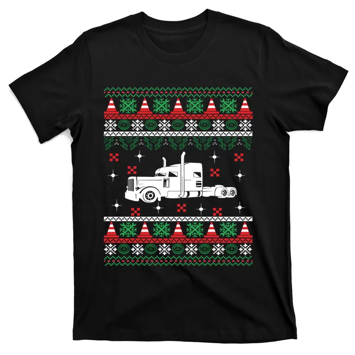 Truck Driver Christmas Ugly Sweater Trucker T-Shirt