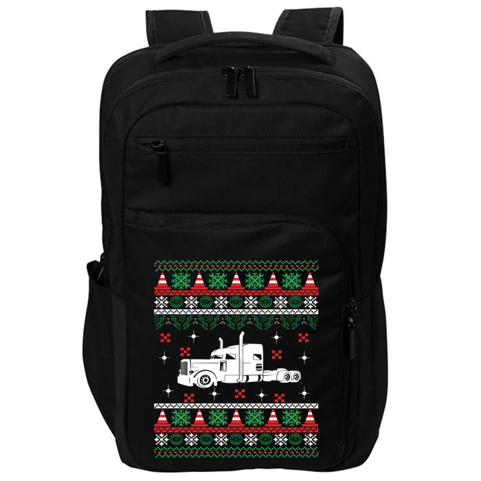 Truck Driver Christmas Ugly Sweater Trucker Impact Tech Backpack