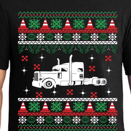 Truck Driver Christmas Ugly Sweater Trucker Pajama Set