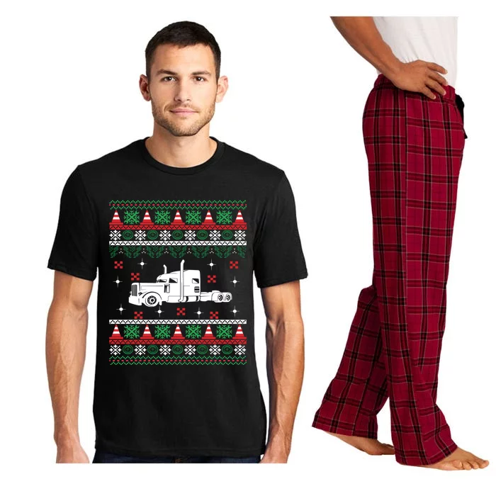 Truck Driver Christmas Ugly Sweater Trucker Pajama Set