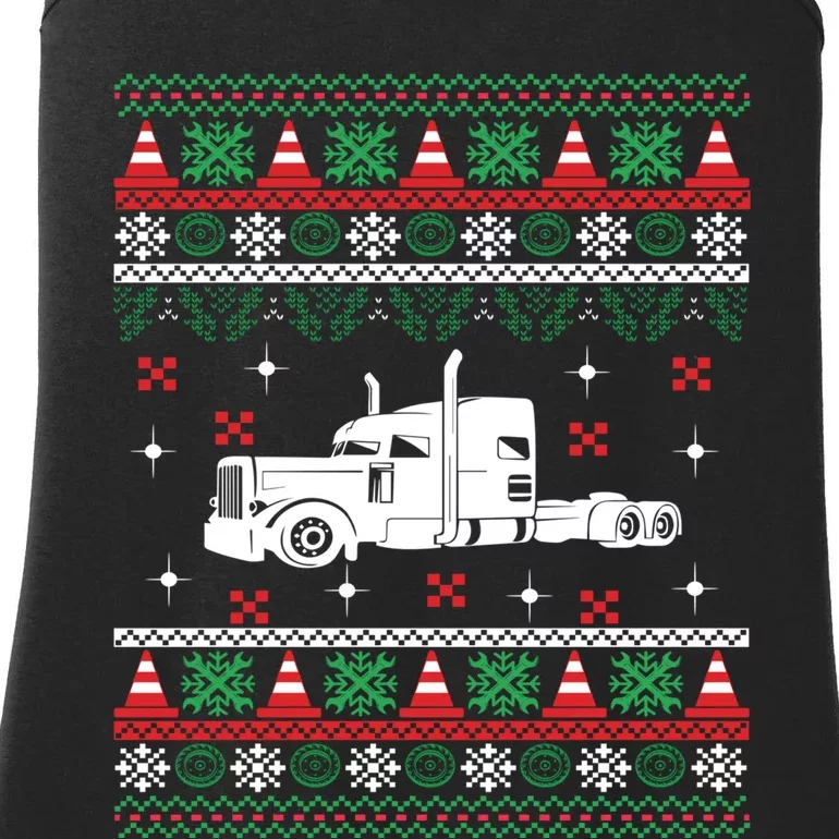 Truck Driver Christmas Ugly Sweater Trucker Ladies Essential Tank