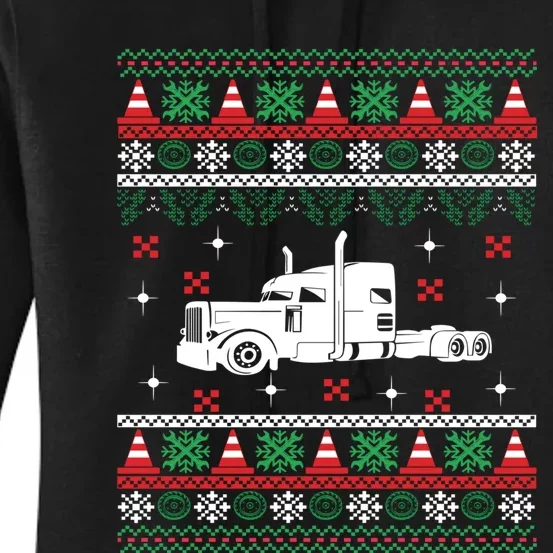 Truck Driver Christmas Ugly Sweater Trucker Women's Pullover Hoodie