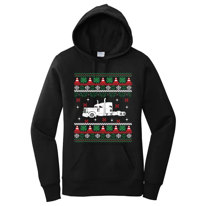 Truck Driver Christmas Ugly Sweater Trucker Women's Pullover Hoodie