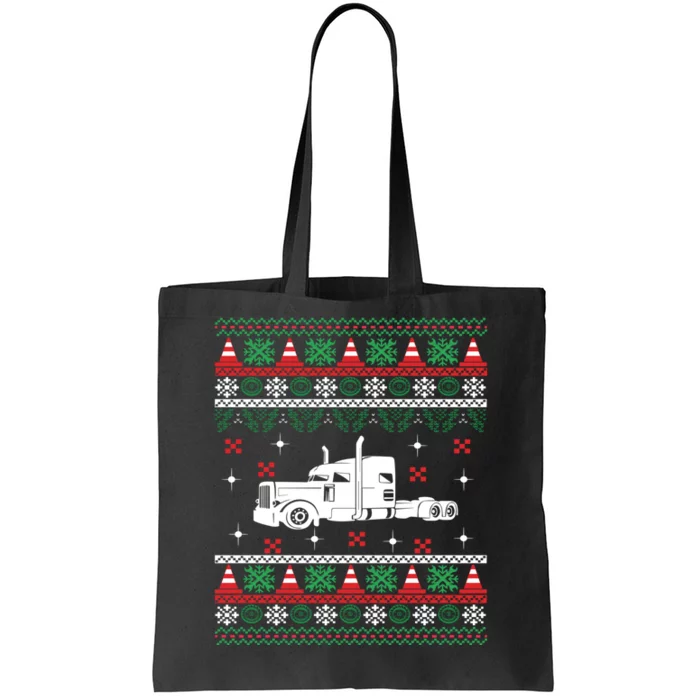 Truck Driver Christmas Ugly Sweater Trucker Tote Bag