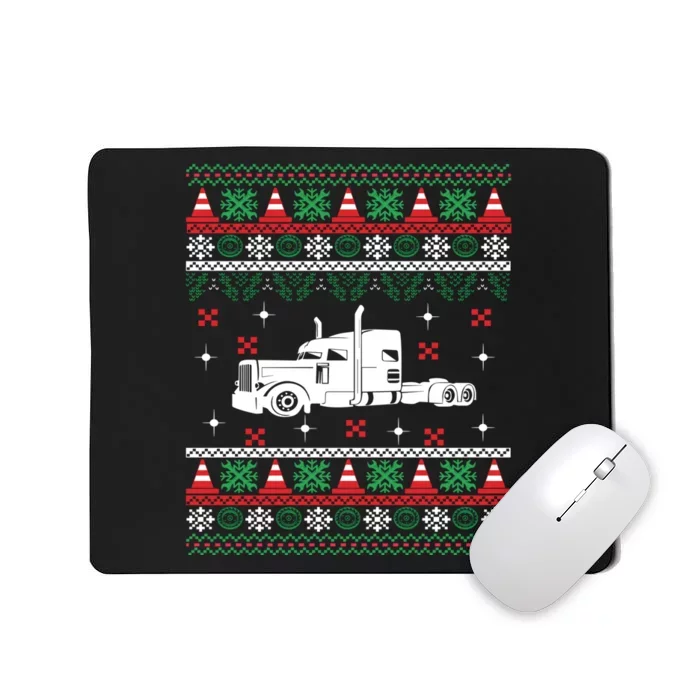 Truck Driver Christmas Ugly Sweater Trucker Mousepad