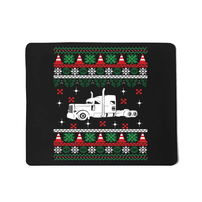 Truck Driver Christmas Ugly Sweater Trucker Mousepad