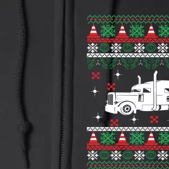 Truck Driver Christmas Ugly Sweater Trucker Full Zip Hoodie