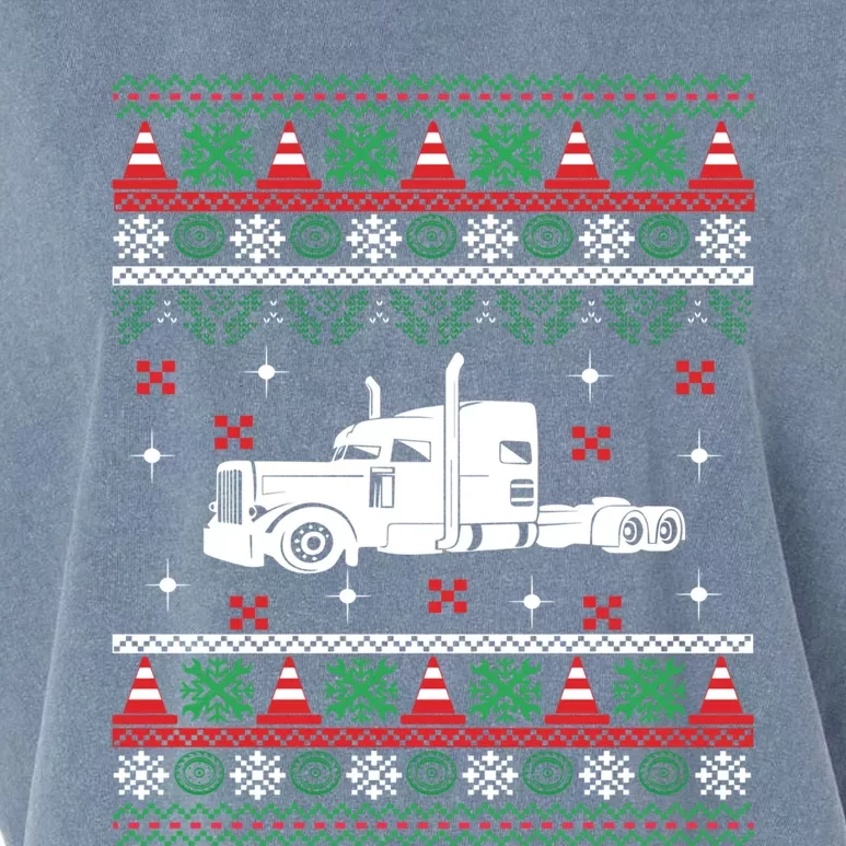 Truck Driver Christmas Ugly Sweater Trucker Garment-Dyed Women's Muscle Tee