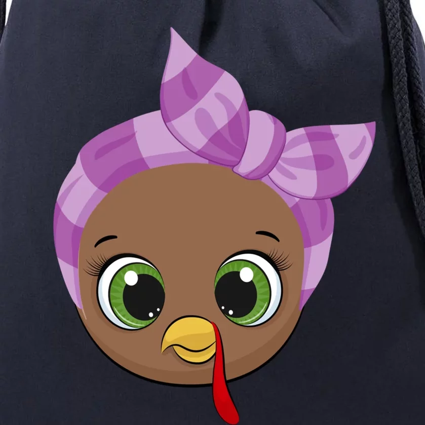 Thanksgiving Day Cute Turkey Face Cute Purple Headband Gift Drawstring Bag