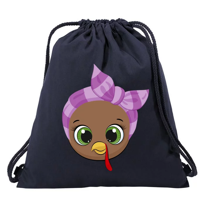 Thanksgiving Day Cute Turkey Face Cute Purple Headband Gift Drawstring Bag