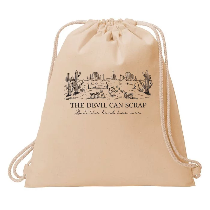 The Devil Can Scrap But The Lord Has Won Western Drawstring Bag