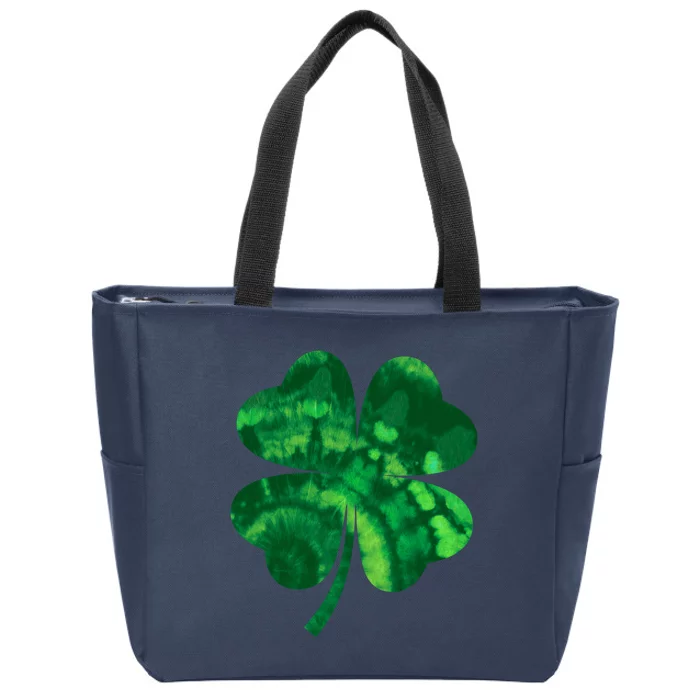 Tie Dye Clover St Patrick's Day Zip Tote Bag