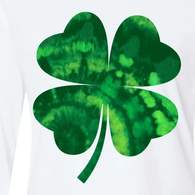 Tie Dye Clover St Patrick's Day Womens Cotton Relaxed Long Sleeve T-Shirt