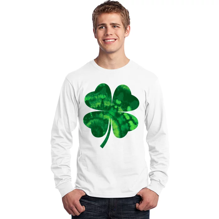 Tie Dye Clover St Patrick's Day Long Sleeve Shirt