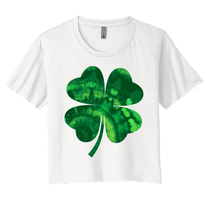 Tie Dye Clover St Patrick's Day Women's Crop Top Tee