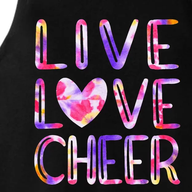 Tie Dye Cheer Love Cheer Mom Funny Cheerleading Ladies Tri-Blend Wicking Tank