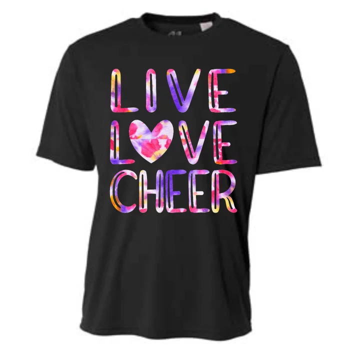 Tie Dye Cheer Love Cheer Mom Funny Cheerleading Cooling Performance Crew T-Shirt