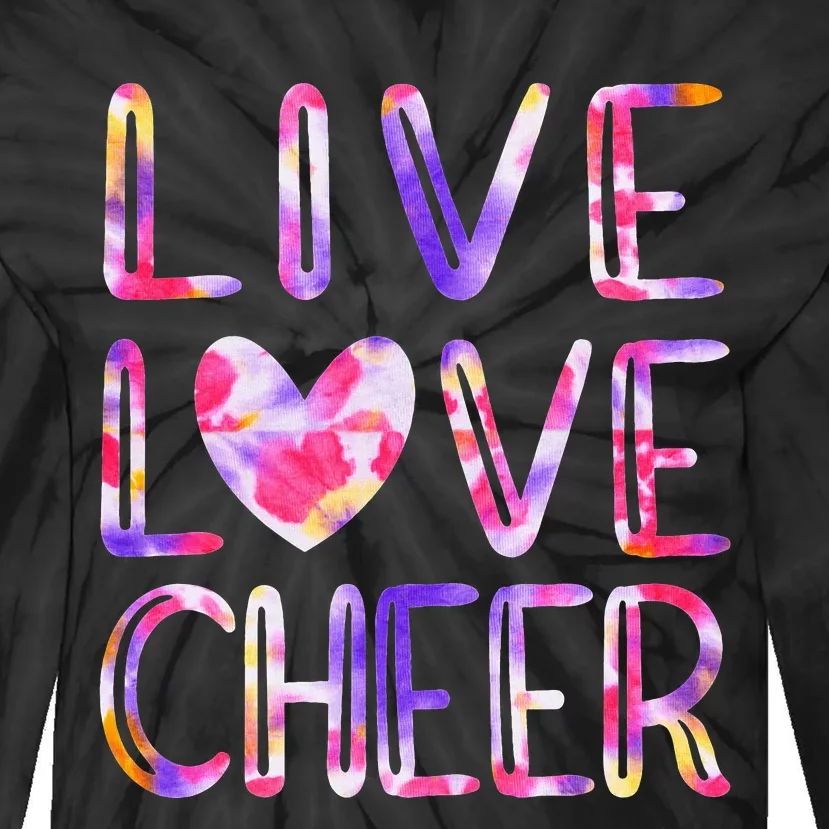 Tie Dye Cheer Love Cheer Mom Funny Cheerleading Tie-Dye Long Sleeve Shirt