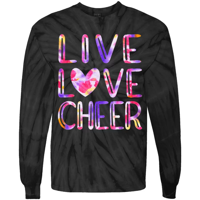 Tie Dye Cheer Love Cheer Mom Funny Cheerleading Tie-Dye Long Sleeve Shirt