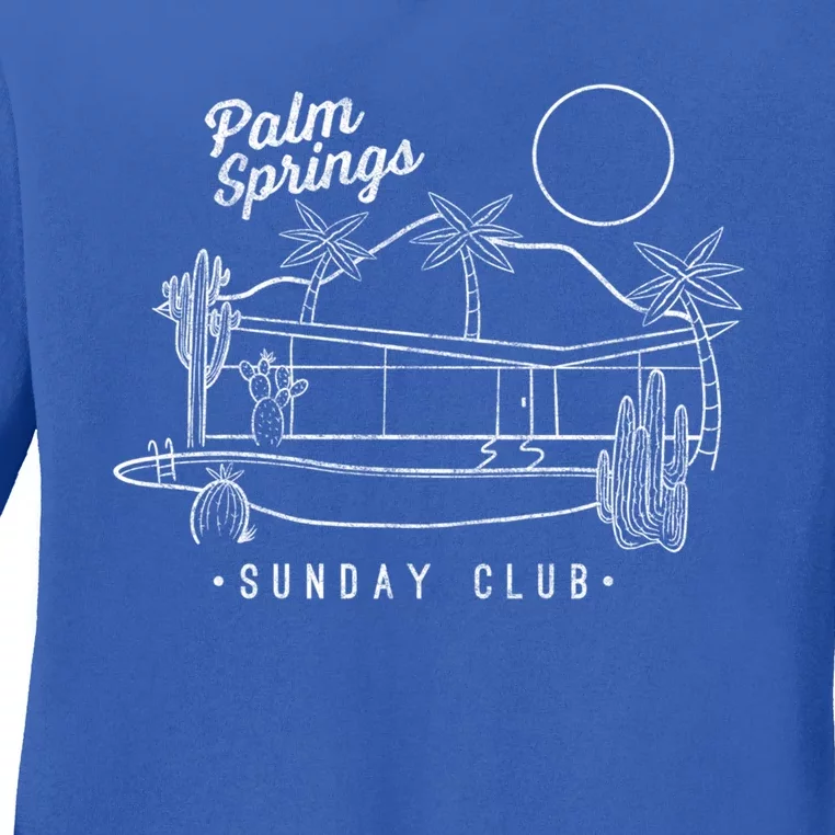 Trendy Design Centered Palm Springs Sunday Club Gift Ladies Long Sleeve Shirt