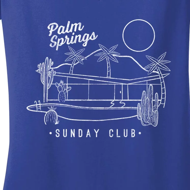 Trendy Design Centered Palm Springs Sunday Club Gift Women's V-Neck T-Shirt