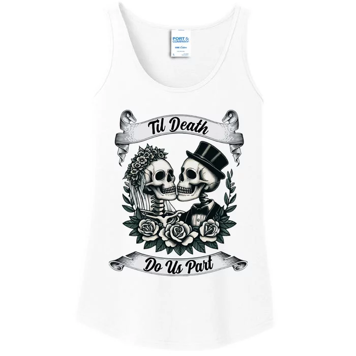 Til Death Do Us Part Skeleton Bride & Groom Marriagewedding Ladies Essential Tank