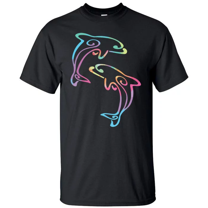 Tie Dye Dolphins Swimming Tall T-Shirt