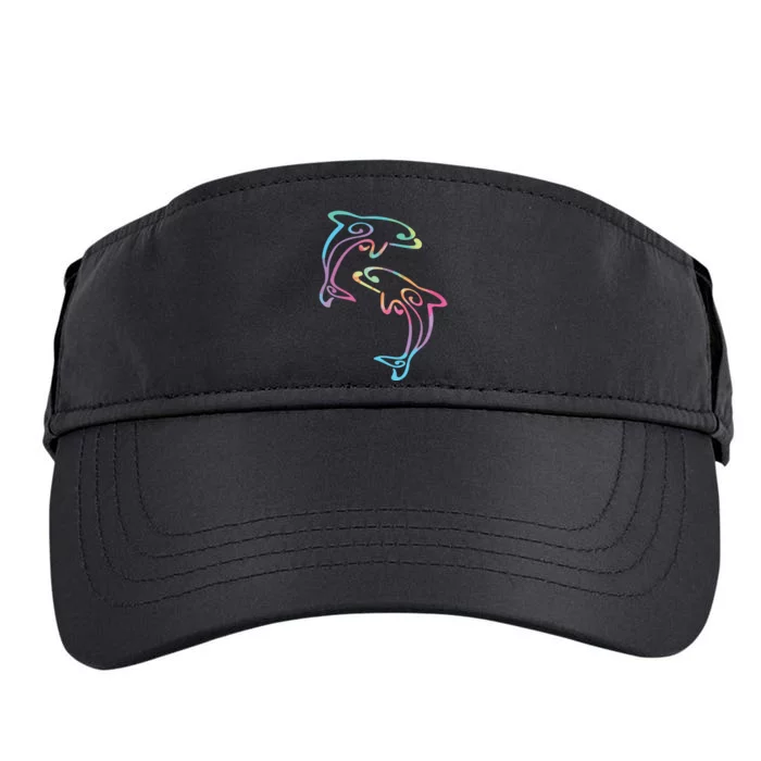 Tie Dye Dolphins Swimming Adult Drive Performance Visor