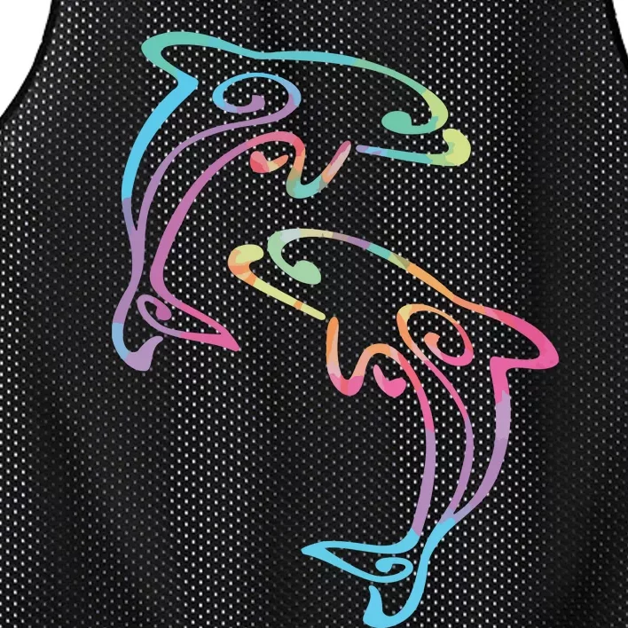 Tie Dye Dolphins Swimming Mesh Reversible Basketball Jersey Tank