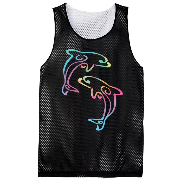 Tie Dye Dolphins Swimming Mesh Reversible Basketball Jersey Tank