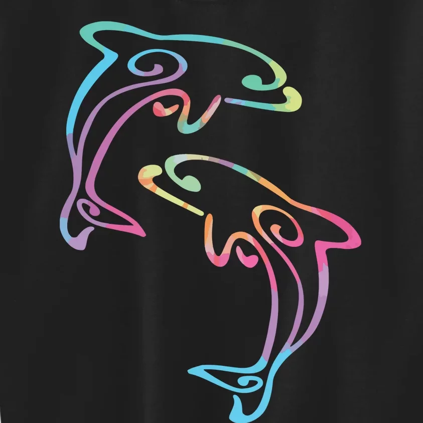 Tie Dye Dolphins Swimming Kids Sweatshirt