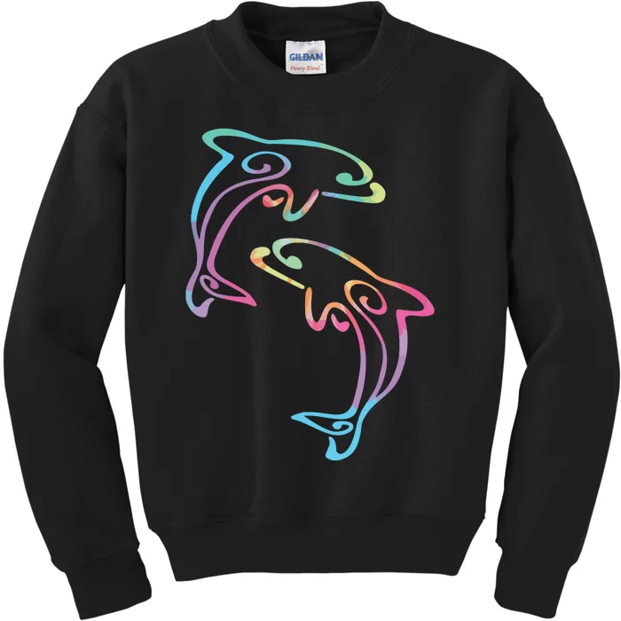 Tie Dye Dolphins Swimming Kids Sweatshirt