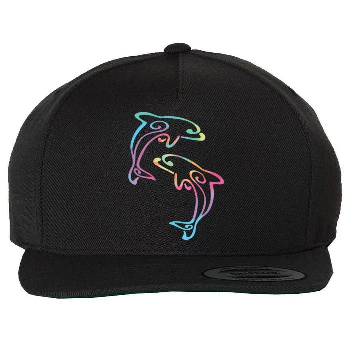 Tie Dye Dolphins Swimming Wool Snapback Cap