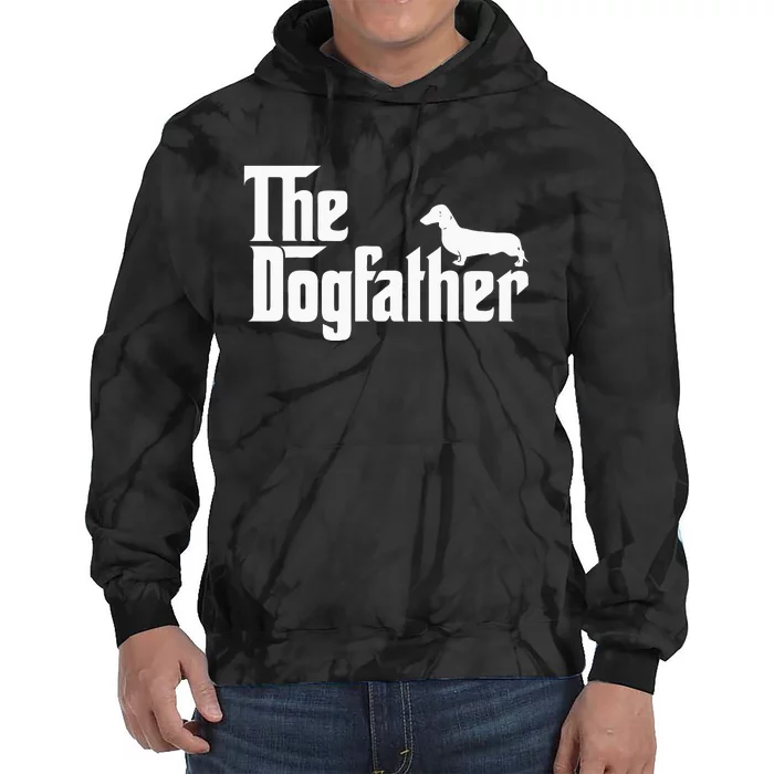 The Dogfather Dachshund Funny Father Dog Lover Tie Dye Hoodie