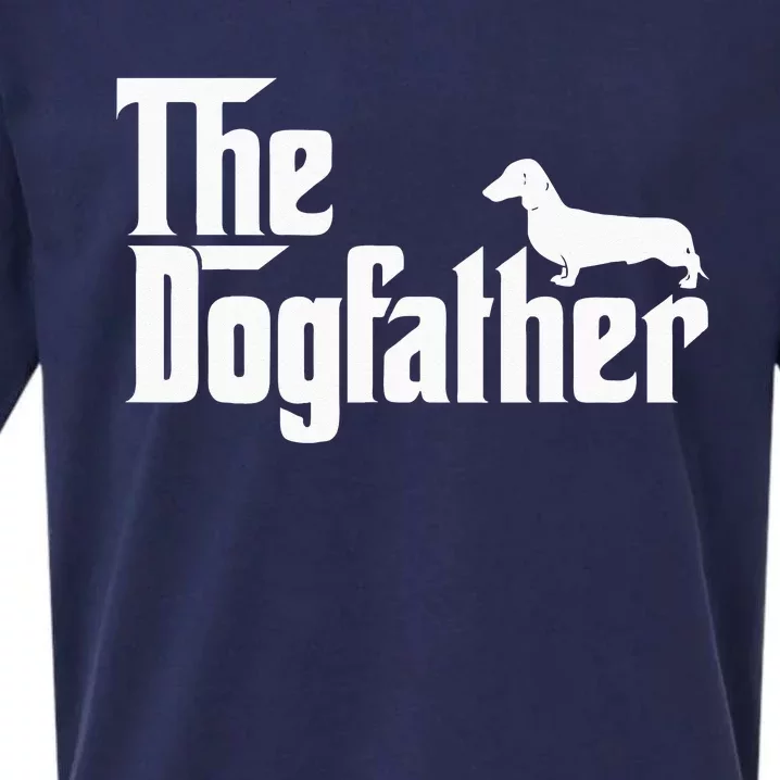 The Dogfather Dachshund Funny Father Dog Lover Sueded Cloud Jersey T-Shirt