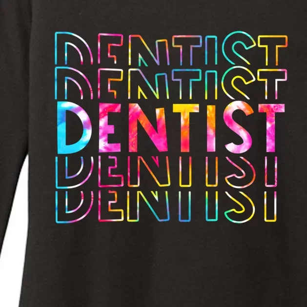 Tie Dye Dentist Life Appreciation Funny Gift Dental Squad Retro Gift Womens CVC Long Sleeve Shirt