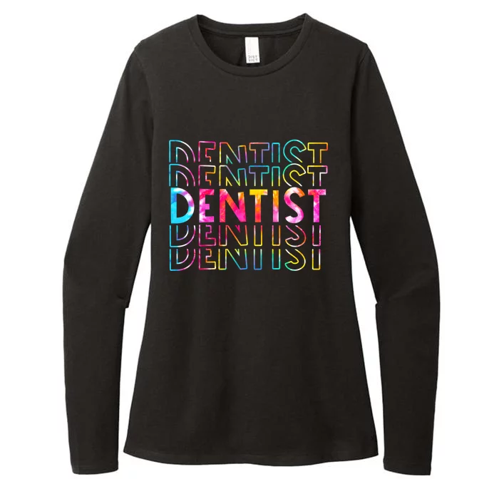 Tie Dye Dentist Life Appreciation Funny Gift Dental Squad Retro Gift Womens CVC Long Sleeve Shirt