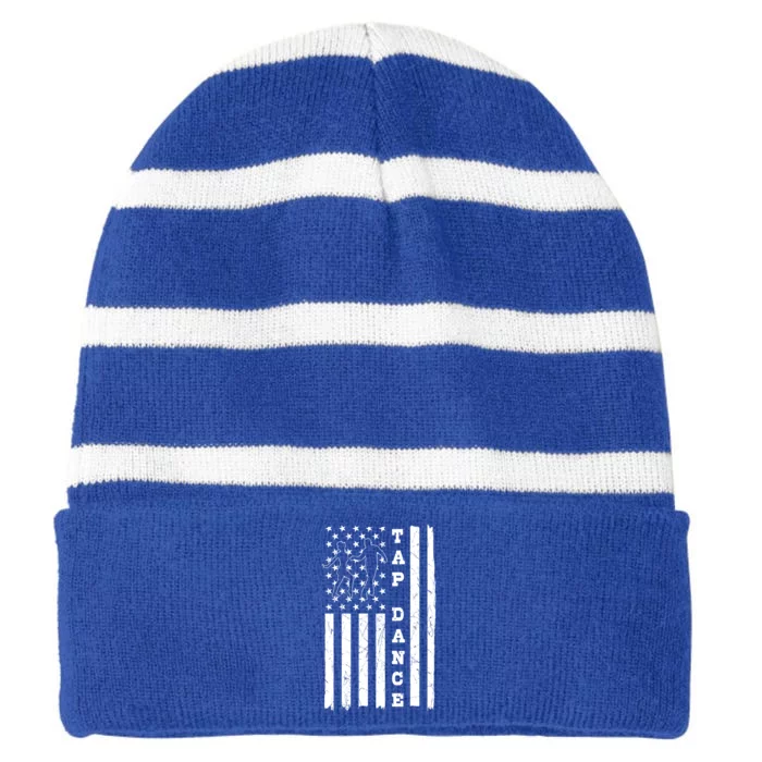 Tap Dance Dancing Tapping Dancer Independence Day Patriotic Gift Striped Beanie with Solid Band