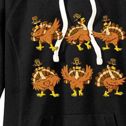 Thanksgiving Day Dancing Turkey Pilgrim Women's Fleece Hoodie