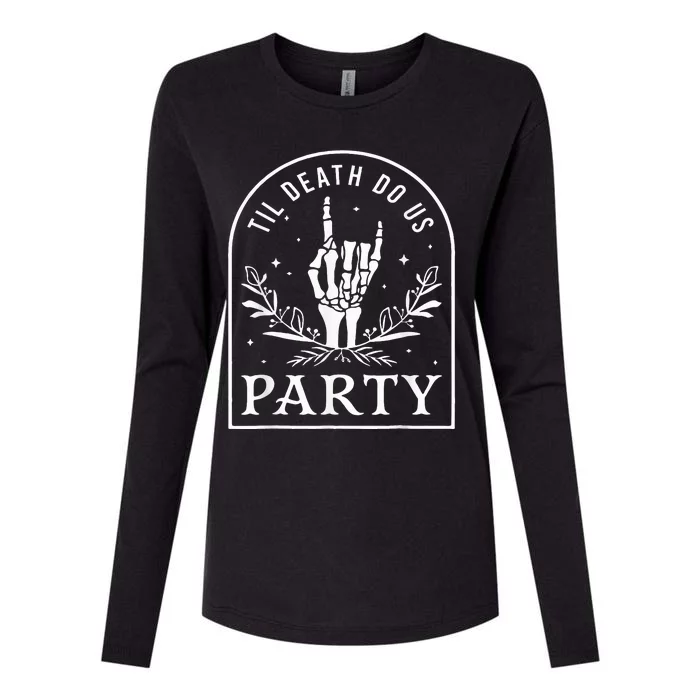 Til Death Do Us Party Retro Halloween Bachelorette Matching Womens Cotton Relaxed Long Sleeve T-Shirt