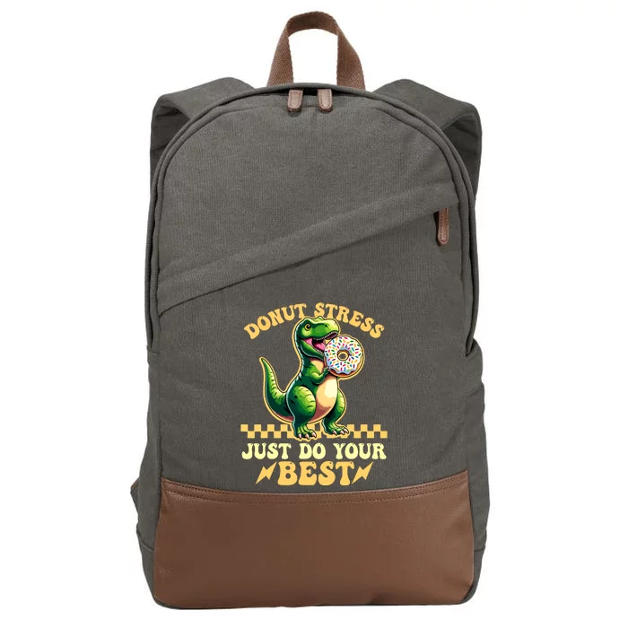 Testing Day Donut Stress Do Just Your Best Trex Dinosaur Cotton Canvas Backpack