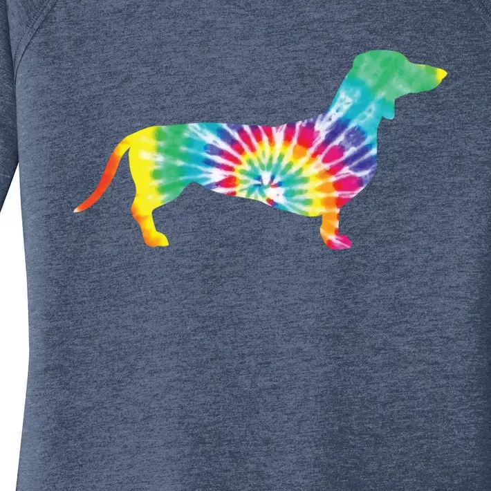 Tie Dye Dog Gift Hippie Dachshund Retro Gift Puppy Gift Funny Gift Women's Perfect Tri Tunic Long Sleeve Shirt