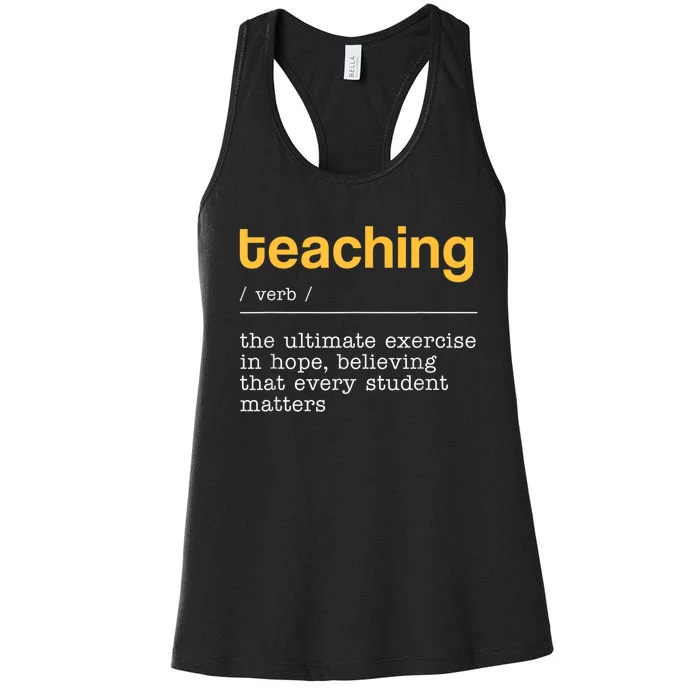 Teaching Dictionary Definition Teacher Motivational Women's Racerback Tank