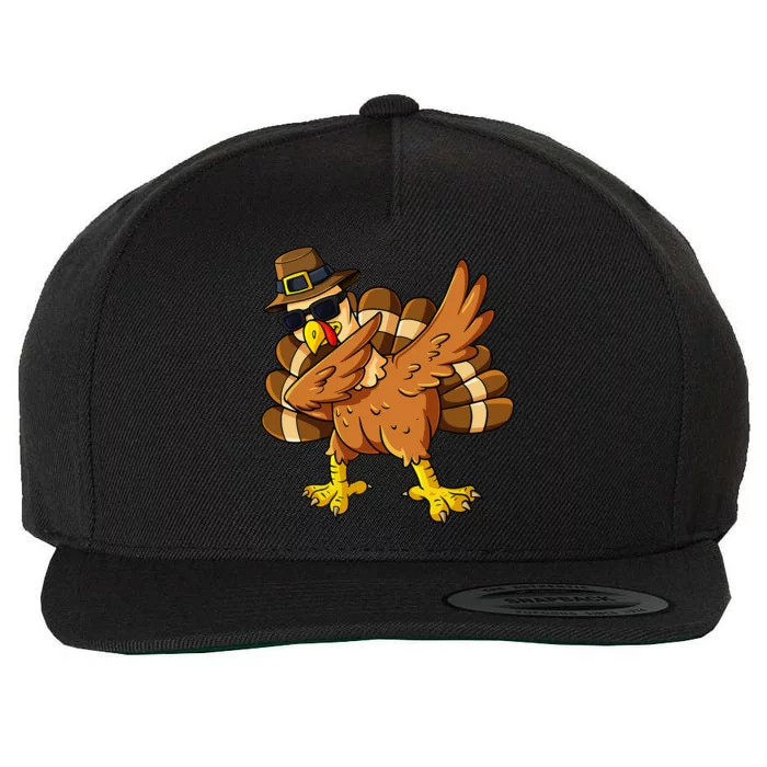 Thanksgiving Day Dabbing Turkey Pilgrim Wool Snapback Cap