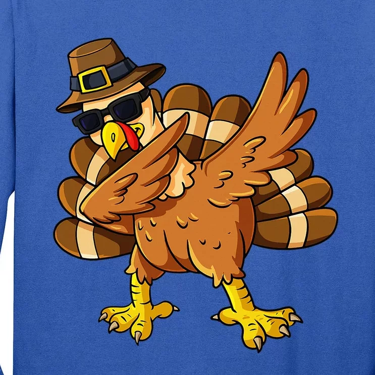 Thanksgiving Day Dabbing Turkey Pilgrim Tall Long Sleeve T-Shirt