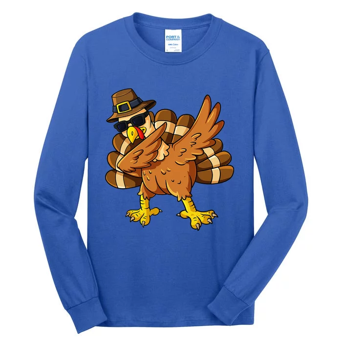 Thanksgiving Day Dabbing Turkey Pilgrim Tall Long Sleeve T-Shirt