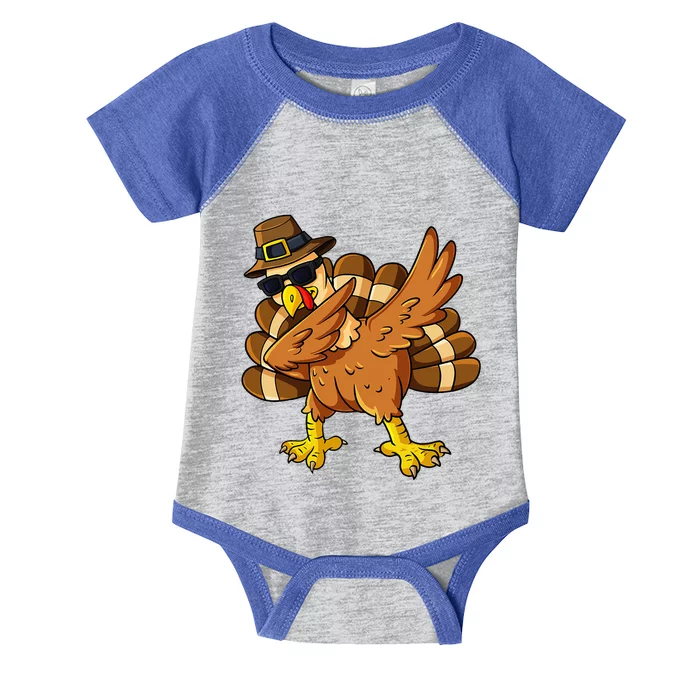 Thanksgiving Day Dabbing Turkey Pilgrim Infant Baby Jersey Bodysuit