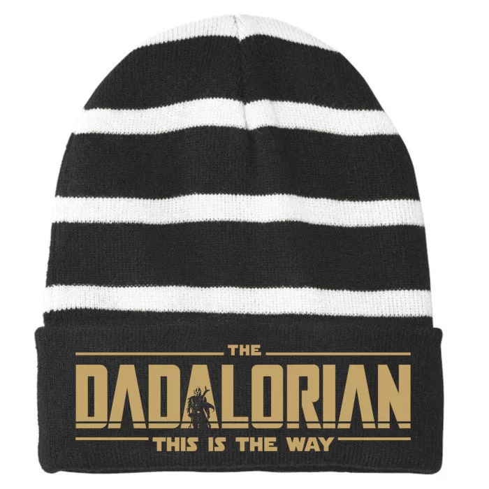 The Dadalorian Dad Papa Papalorian This Is The Way Striped Beanie with Solid Band