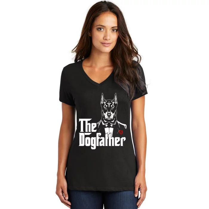 The Dogfather Dorbermann Women's V-Neck T-Shirt